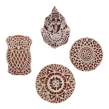 Set of 4 Piece New Mix Wooden Printing Block